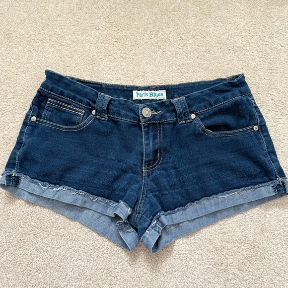 Vintage Paris Blues Y2K Low Rise Denim Shorts Shortie Shorts Dark Wash size 9 - Picture 1 of 4